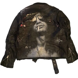 Vintage L.A. Roxx Leather Motorcycle Biker Jacket Rockstar Slash 90s California - Picture 1 of 8