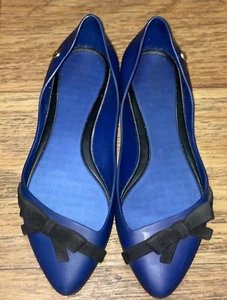 MELISSA Bow Women’s Ballet Ballerina Flats Size 5 Blue And Black - Picture 1 of 5