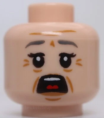 Lego Cabeza Doble Cara Mujer Gris Azulado Oscuro Cejas Arrugas Sonrisa Asustada Foto 1 de 2