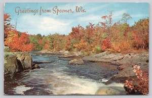 Postal Forest River Spooner Wisconsin - Imagen 1 de 2