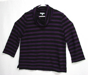 Habitat Clothes To Live In Cowl Neck Purple Black Stripe Pullover Top Small - Picture 1 of 5