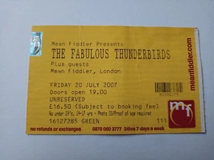 The Fabulous Thunderbirds The Mean Fiddler London Gig Concert Used Ticket 2007 - Imagen 1 de 2