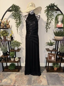Adrianna Papell size 12 Fully Beaded lined Black Evening Gown Dress - Picture 1 of 4