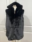 New! Alessandra C Faux Fur Vest Silky Black Women's OSFM Made in Italy NWT