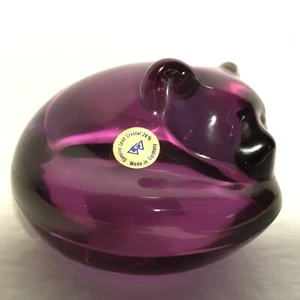 Art Glass Amethyst Purple Lead Crystal Sleeping Cat Paperweight GW Germany - Picture 1 of 6