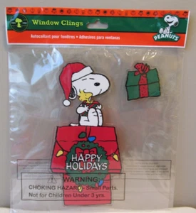 Peanuts Snoopy & Woodstock Christmas Jelz Window Cling Set of 2, 9" New - Picture 1 of 1