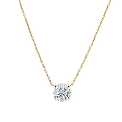 IGI E/VVS 1.5 Ct Round Lab Grown Floating Diamond Pendant 14K Yellow Gold - Image 1 of 4