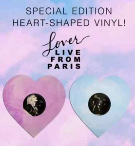 Taylor Swift Lover (Live From Paris) Pink & Baby Blue Marbled Heart Shape Vinyl - Picture 1 of 18