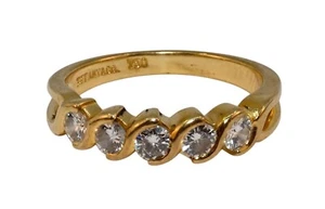 Vintage Tiffany & Co. 18k 750 Yellow Gold 5 Stone Diamond 1/2 TCW Ring S: 5.25! - Picture 1 of 6