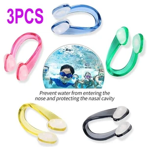 Set 3x Clip Naso Unisex Morbido Silicone Adulto Bambino Acqua Piscina Mare - Foto 1 di 11