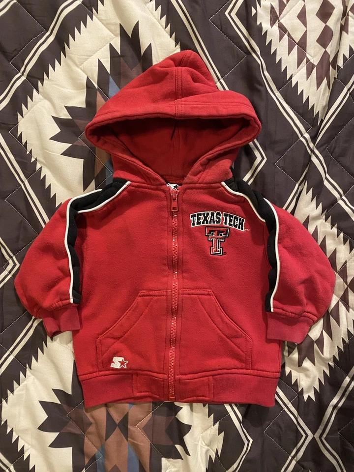 Moletom com capuz vintage Texas Tech Red Raiders Starter zíper completo BABY tamanho 18 meses - Imagem 1 de 4