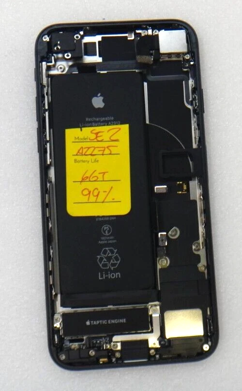 OEM Apple iPhone SE 2nd Gen 2020 Black Housing Back Cover w/ Small Parts Battery - Image 1 of 2