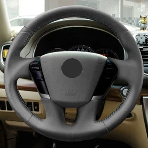 Cubierta de cuero para coser volante todo negro para Nissan Quest 2011-2017 - Imagen 1 de 8