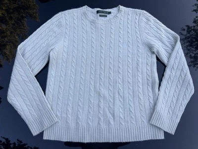 Vintage Polo Ralph Lauren Cashmere Sweater Womens Medium Ivory Lightweight 90s - Image 1 of 4
