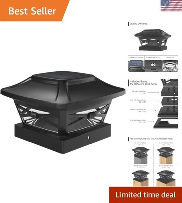 Черные уличные фонари на солнечных батареях для стоек 4x4, 5x5, 6x6 — 25 люмен - Изображение 1 из 4