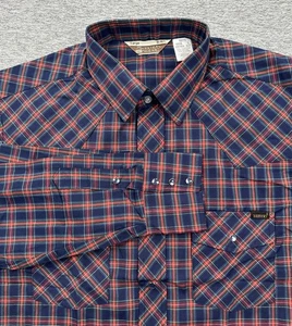 Vintage Sears Western Wear Shirt Mens Large 16-16.5 Plaid Pearl Snap Cowboy - Picture 1 of 7