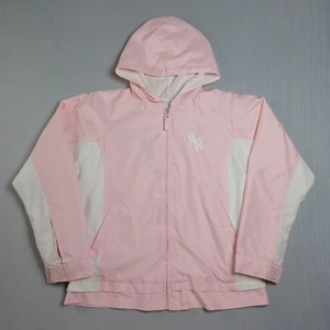 NY Yankees Windbreaker Jacket Youth Girls Size Medium 8-10 Pink MLB - Picture 1 of 8
