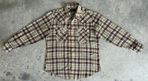 VINTAGE LEVIS PEARL SNAP SHIRT BIG E WESTERN 70’S LEVI STRAUSS XL PLAID BLUE TAB - Picture 1 of 11