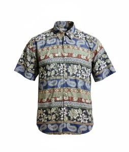 Burma Bibas Shirt Mens Extra Large Paisley Floral Cotton Button Up - Picture 1 of 10