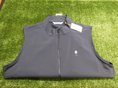 Chaleco de golf Peter Millar para hombre Crown Sport Dunas cremallera completa C.C. Logo azul marino grande Foto 1 de 2
