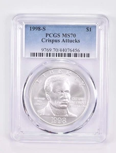 MS70 1998-S Black Patriot Commemorative Silver Dollar PCGS *0454 - Picture 1 of 5