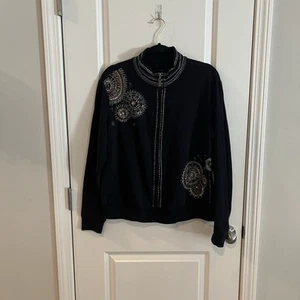 Chico’s Zynergy Sweatshirt Sz 3 XL Embroidered Bedazzled - Picture 1 of 5