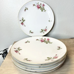 Vintage Sango Moss Rose Dinner Plates Set of 6 Pink Roses Gold Trim Japan - Picture 1 of 4