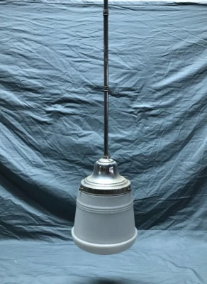 VTG Chrome Hotel Ceiling Pole Light Fixture Art Deco Glass Globe Old 1910-22B - Image 1 of 4