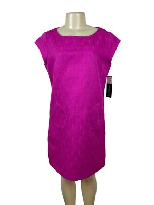 Karin Stevens Petites Womens Pink Textured Shift Dress W/ Pockets Sz 12P-New - Image 1 of 4