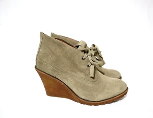 nü by neo Size 8 Womens Leather Stonewash Twill Suede Short Wedge Boots (Strong - Picture 1 of 6