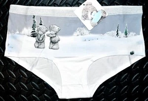 Bragas Tatty Teddy Knickers gris blanco escena nieve mujer dama Reino Unido talla 10 - Imagen 1 de 4