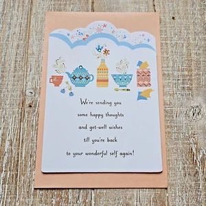 American Greetings Get Well Soon Karte 6x8 Blumen Teekanne Taschentücher Feel Better - Bild 1 von 9