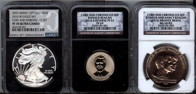 2016  3 PC COIN & CHRONICLES SETS - NGC  - PROOF 70, 69 & MS68 - Image 1 of 2