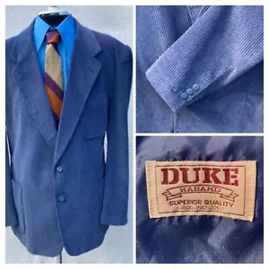 DUKE Haband Herren 48R Vintage 70/80er Cord Periwinkle Blau Sport Mantel - Bild 1 von 13