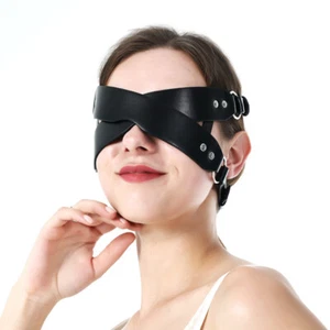 Masquerade Ear Halloween Party Masks Women Pu Leather Mask Blindfold - Picture 1 of 13