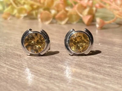 Gemelos de plata de ley 925 con piedras preciosas de topacio dorado natural para regalo de boda Foto 1 de 4