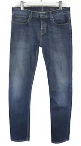 7 FOR ALL MANKIND Chad Jeans Men's W32 Blue Faded Whiskers Button Stretch - Picture 1 of 7