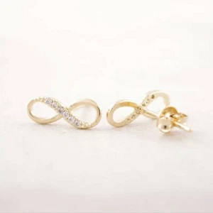 Stud Earrings for Girls, Jewellery Crystal Gold Colour Women Infinity Earrings - Picture 1 of 3