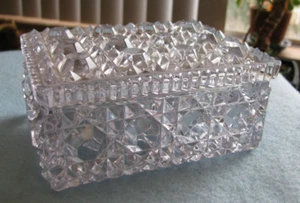 Vintage EAPG Burlington Glass Works Button & Buckle Pattern? Covered Box - Picture 1 of 7