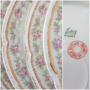 CH Field Haviland Limoges Vintage 7.5 Inch Dessert Plates, Set of 4, Pink Flower - Picture 1 of 10