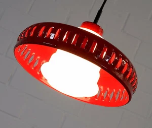 exklusive Hustadt Emaille Opalglas Decken Lampe Pendelleuchte Vintage 60er Jahre - Picture 1 of 11