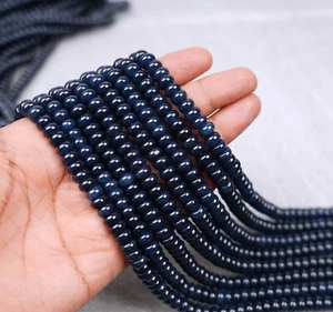 Blue Sapphire Quartz Smooth Rondelle Beads, 8mm 13'' 1 Strand, Gemstone Jewelry - Picture 1 of 9