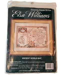 Elsa Williams Counted Cross Stitch Kit Ancient World Map #02073 20"x16" - Picture 1 of 2