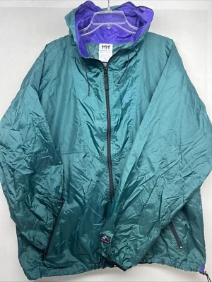 Rompevientos Lluvia Helly Hansen Outer Shell Talla XL Verde Púrpura De Colección Foto 1 de 4
