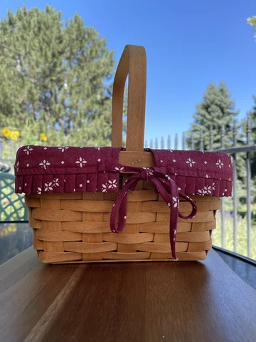 Vintage Longaberger 1994 Spring Basket with Red Fabric Liner Cover