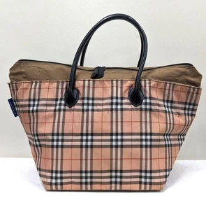 BURBERRY BLUE LABEL Tote Bag Nova Check –Salmon Pink with Cowhide Leather Handle - Picture 1 of 10