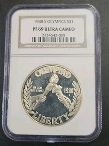 1988-S $1 Olympics Silver Dollar Commemorative NGC PF69 Ultra Cameo - Picture 1 of 2