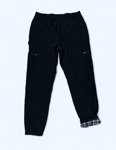Eddie Bauer Fleece Lined Joggers Womens 8 Black Cargo Pull On Hiking - Picture 1 of 5