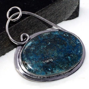 925 Silver Plated New Arrival Azurite Chrysocolla Pendant Size 2.2" GW - Picture 1 of 3