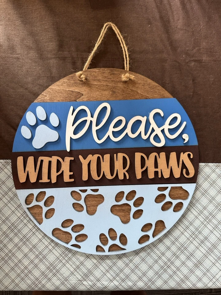 Please Wipe Your Paws 10.5 inch Door Hanger Sign - Image 1 of 1